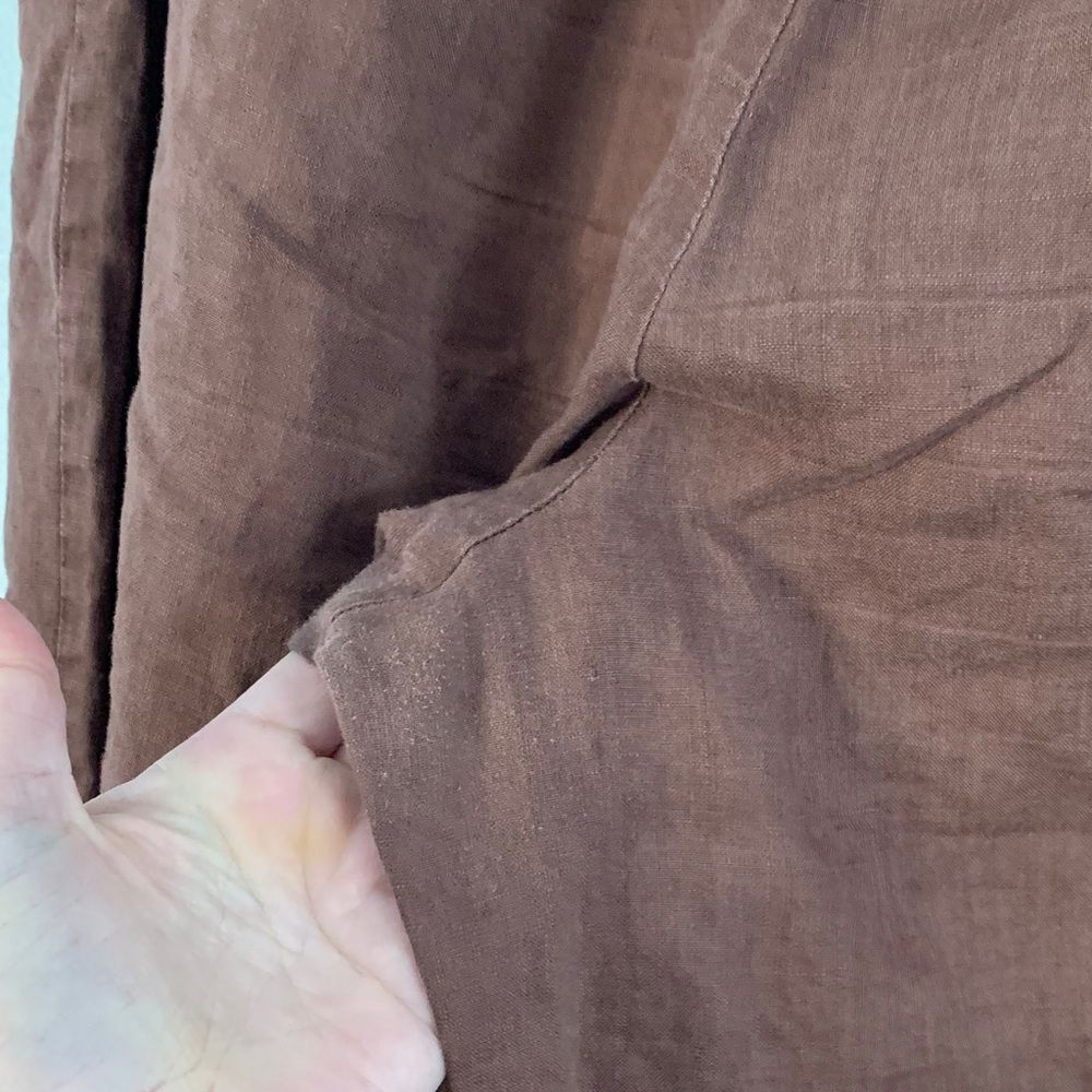 The Limited 100% linen brown drawstring wide leg pants lightweight size large - Picture 8 of 8